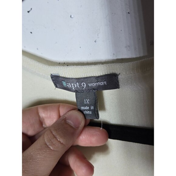 Apt. 9 Womens Beaded V-Neck Quarter Sleeve Sweater Plus Size 1X Stretch Solid - Picture 5 of 10